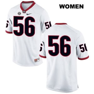 Women's Georgia Bulldogs NCAA #56 Palmer Henderson Nike Stitched White Authentic No Name College Football Jersey JOM6254TG